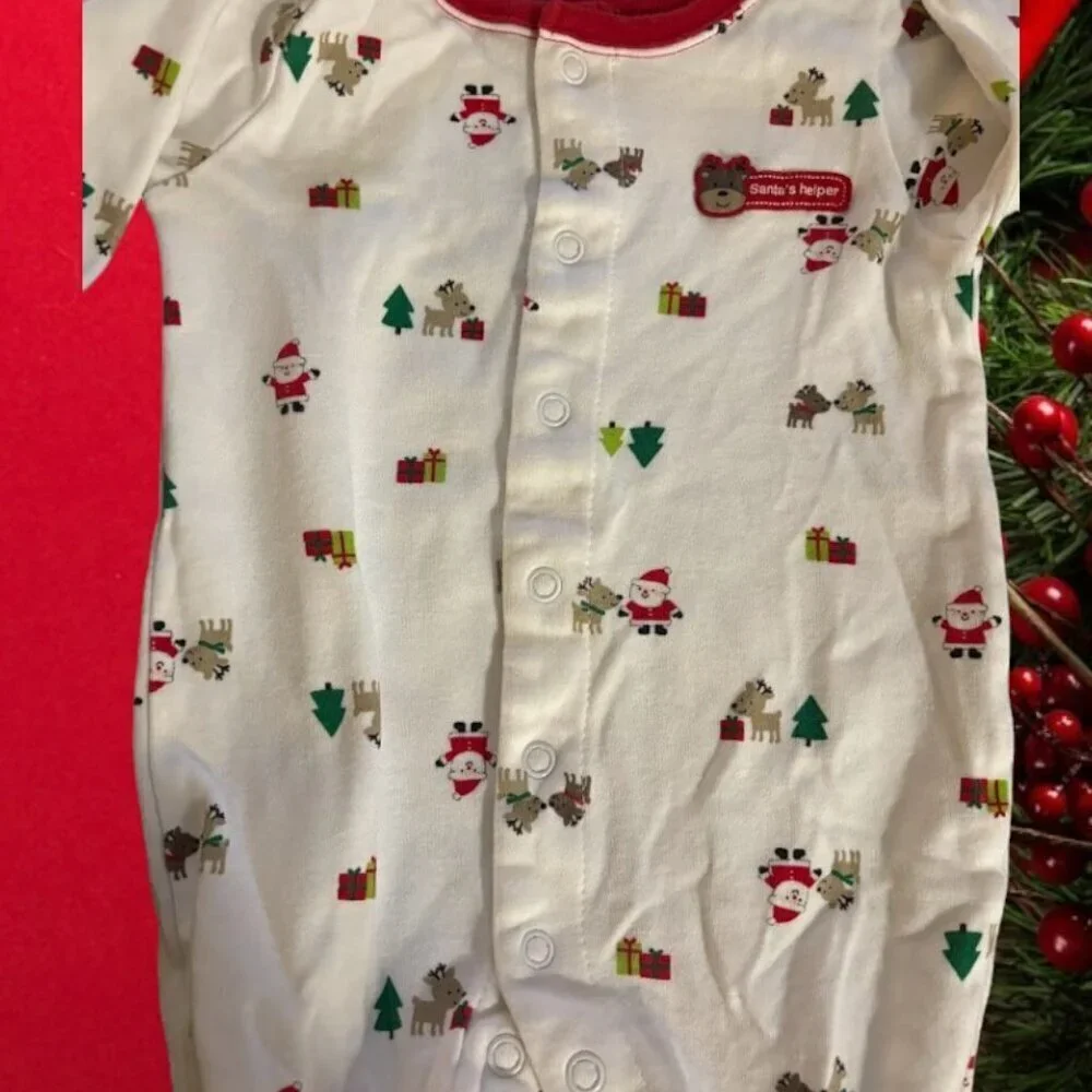 Carter's, Made With Love, Santa's Helper Christmas Bodysuit Footie